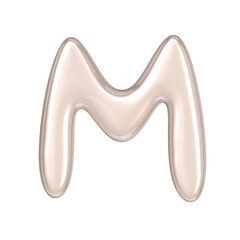 M metallic luxury chrome alphabet font 3d