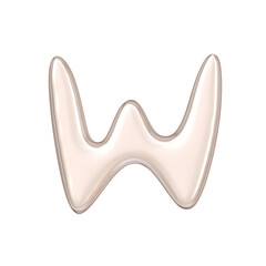 W metallic luxury chrome alphabet font 3d