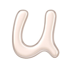 U metallic luxury chrome alphabet font 3d