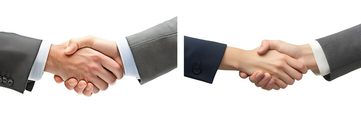 Set of a Business handshake, isolated on a transparent background.