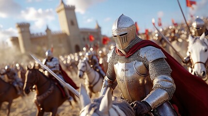 Brave Knight in Battle Ready for Action