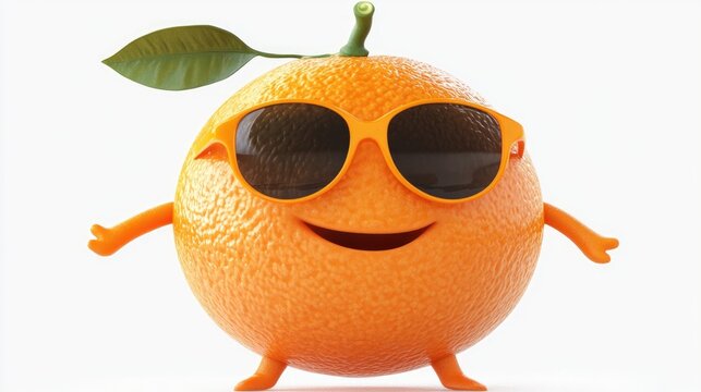 Whimsical orange character wearing sunglasses, isolated on a white background. Perfect for fun and creative clipart designs.