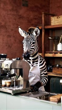 Z&egrave;bre barista servant des caf&eacute;s