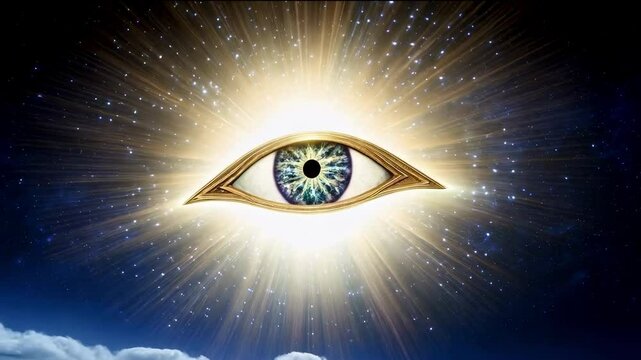 The all-seeing eye, or radiant delta, is a Masonic symbol. The third eye shines in the sky. The eye of a god from heaven. All seeing eye