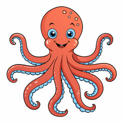 Cartoon Octopus Vector Art on White Background