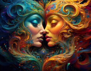 Human face profile demonstrating cognitive psychology or psychotherapy concept, mental health, brain problem, and bipolar personality disorder