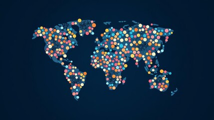 Global diversity, translucent interconnected circles, flat design illustration
