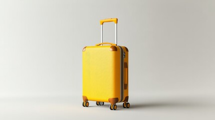 A mockup of a stylish travel suitcase with a blank design space, isolated on a white background, ideal for travel agency promotions