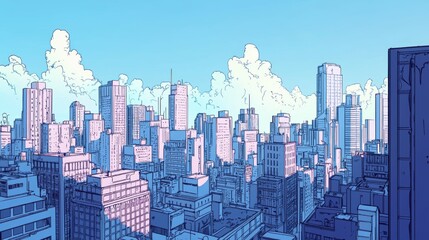 Obraz premium a city landscape, comic drawing style 