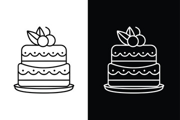 Cake vector design line out logo icon on white background.