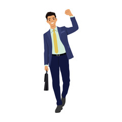 Happy celebrated businessman. Flat vector illustration isolated on white background