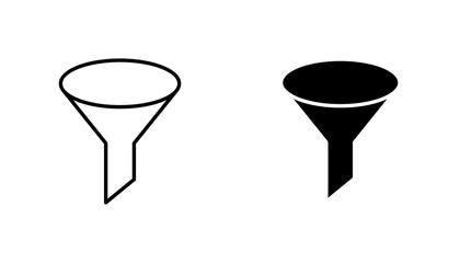 Funnel vector icon set in black and white color.