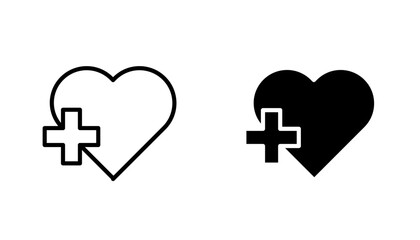 Health care vector icon set in black and white color.