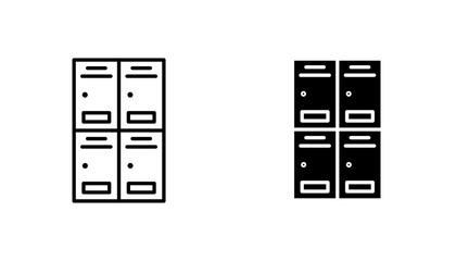 Lockers vector icon set in black and white color.