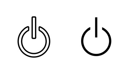 Power button vector icon set in black and white color.