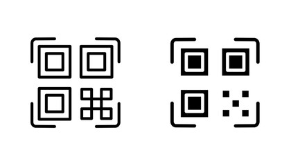 QR code vector icon set in black and white color.