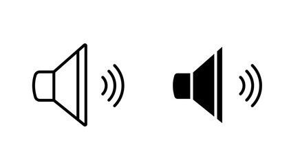 Speaker vector icon set in black and white color.