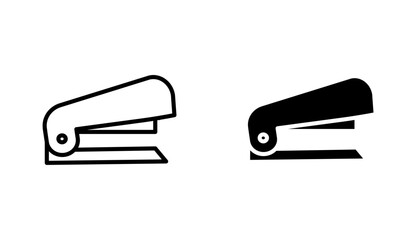 Stapler vector icon set in black and white color.