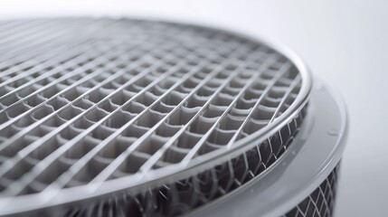 Close-up of a Silver Air Filter with a White Mesh
