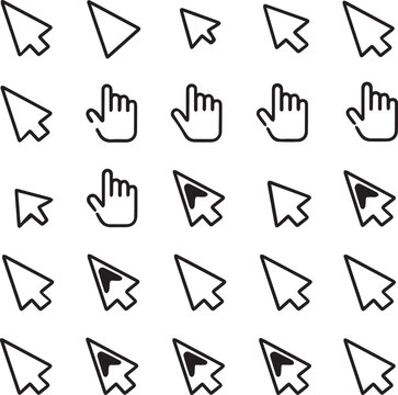 Cursor icons set and Computer curser vector icon Pointing sign Curser silhouette vector art of illustration