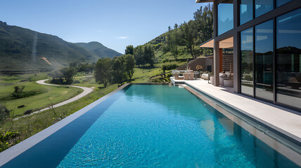 Fototapeta premium Stunning Infinity Pool at Luxury Vacation Rental House 