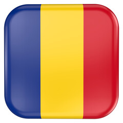 Fototapeta premium Romania square flag icon with transparent background