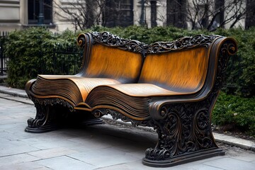 City bench in the shape of a book