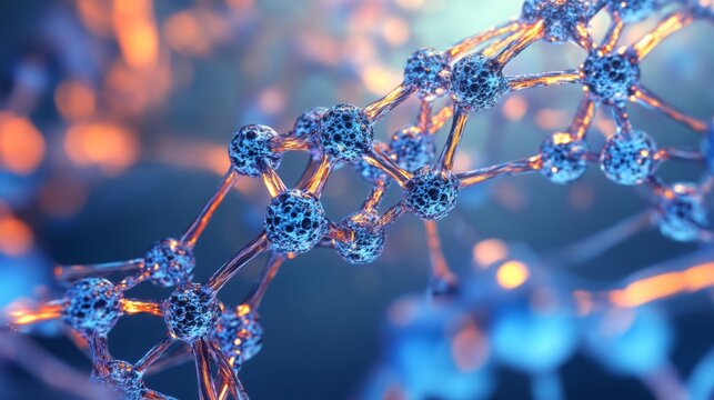 A detailed examination of a DNA molecule reveals its complex architecture and vibrant colors, illustrating the beauty of genetic material in a laboratory environment under bright lighting.