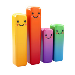 Happy Bar Chart. Illustration.on transparent, white background, isolate PNG