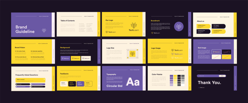 Editable Brand Identity Presentation. Logo Guidelines Template. EPS Vector Illustration.