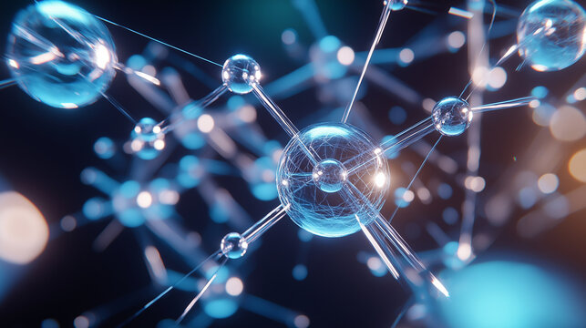 Atoms spinning in synchronized motion, creating a stunning pattern of light trails as they form new bonds &ndash; A dynamic image of harmony and creation, illustrating the elegant choreo