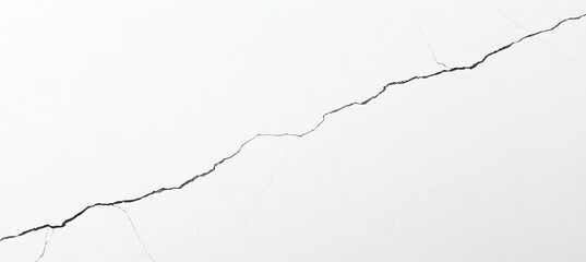 Crack on White Wall. A Long, Thin Crack Runs Diagonally Across a Pristine White Surface