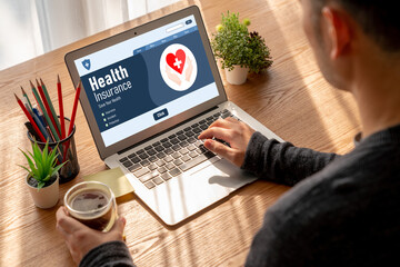 Fototapeta premium Health insurance web site modish registration system for easy form filling