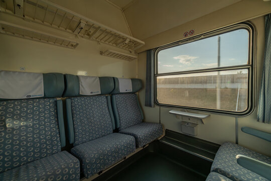 Old first class compartment in fast train near Ceske Budejovice CZ 09 18 2024