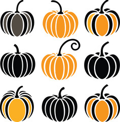 Set of colorful pack of halloween pumpkins collections