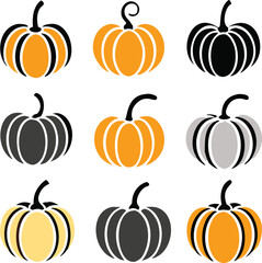 Set of colorful pack of halloween pumpkins collections