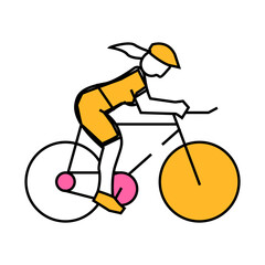female cyclist line icon vector. female cyclist sign. isolated symbol illustration