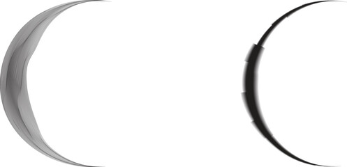 Half Circle lines Border . Crescent moon . Letter c in art line style for your Design . Moon logo  . Moon phase . Semi circles with line edges . Vector illustration