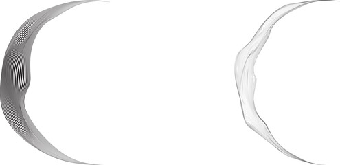 Half Circle lines Border . Crescent moon . Letter c in art line style for your Design . Moon logo  . Moon phase . Semi circles with line edges . Vector illustration