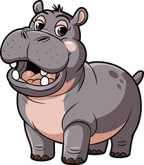 Fototapeta premium Playful Cartoon Hippopotamus with Glossy Eyes