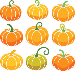 Set of colorful pack of halloween pumpkins collections