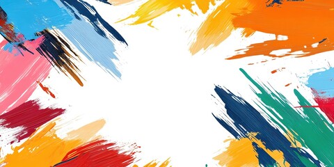 A playful, artistic border with abstract brush strokes in bright colors