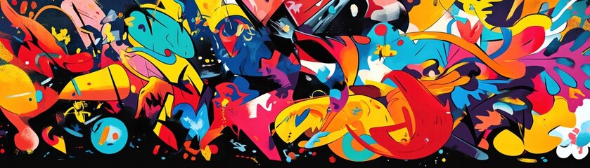 A playful explosion in bright colors, with a bold and dynamic cartoon style