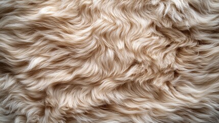 Fototapeta premium Soft And Fluffy Close-Up Texture Of Beige Fur, Abstract Background Of Gentle And Cozy Animal Hair