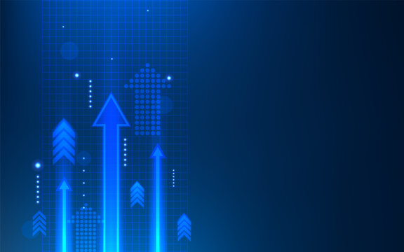 Arrow background. Graph growth up. Money increase. Strategy stock or profit chart. Financial market. Business leadership. Progress movement. Investment value. Vector abstract concept