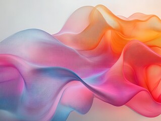 Obraz premium Neon Wave Minimalism - Retro Graphic Poster Design with Holographic Gradient on White Background