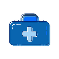 Obraz premium First Aid Kit Icon, Blue Vector for Emergency and Safety.
