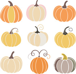 Set of colorful pack of halloween pumpkins collections