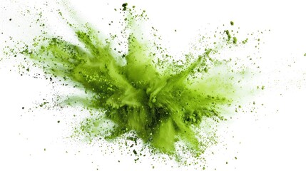 Green Powder Explosion Against a White Background