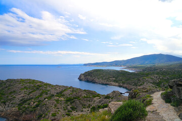 Cap de Creus: Rocky landscape with views along Spain's Mediterranean coast on the border of Spain and France near Cadaqués, Girona, Pyrenees, Catalonia